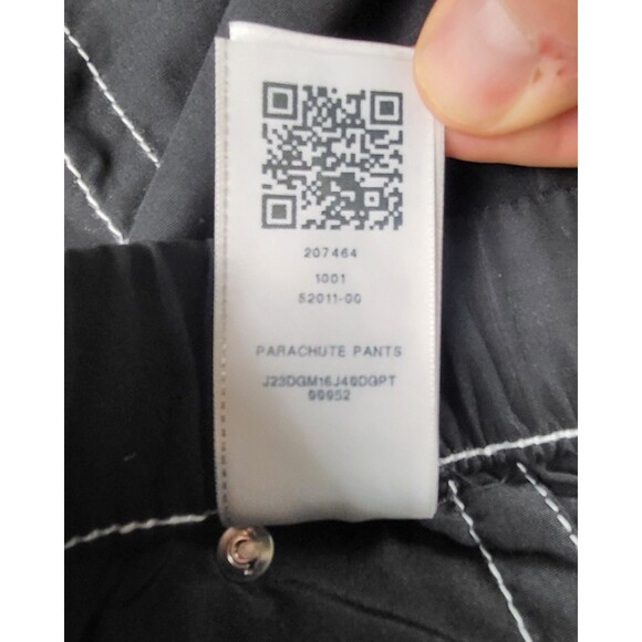 True Religion Cargo Parachute Pants Black White Stitch Drawstring Unisex Sz 29 - Picture 4 of 10